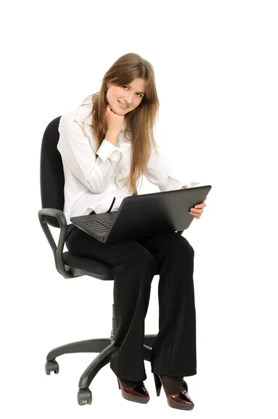 Mulher de negócios com laptop — Fotografia de Stock