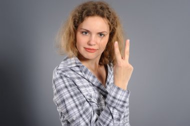 Woman, showing two fingers clipart