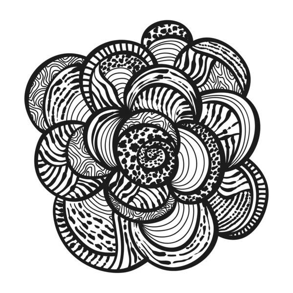 추상 꽃 손 그려진된 흑백 디자인 요소 — 스톡 벡터