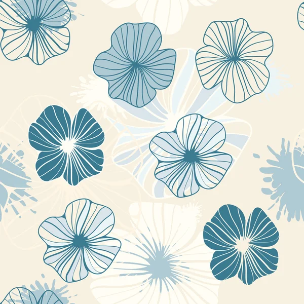 Fond sans couture avec des fleurs abstraites et des taches — Image vectorielle