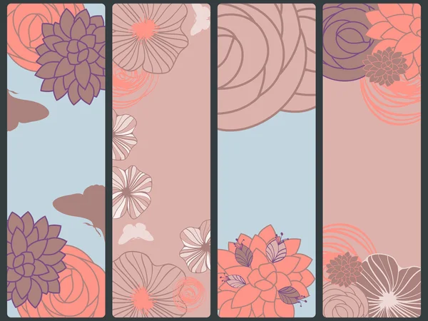 Векторні абстрактні квіткові банери з квітами та метеликами, пл — стоковий вектор