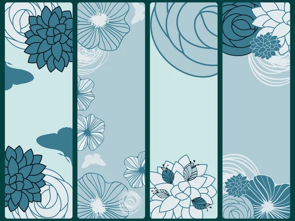 Vektor abstrakt blommig banners med blommor och fjärilar, pl — Stock vektor