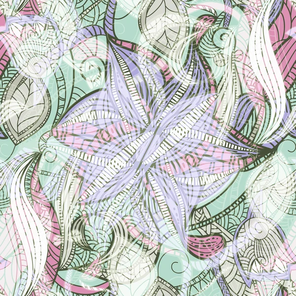 Grunge çiçek desenli vektör Dikişsiz el çekilmiş — Stok Vektör