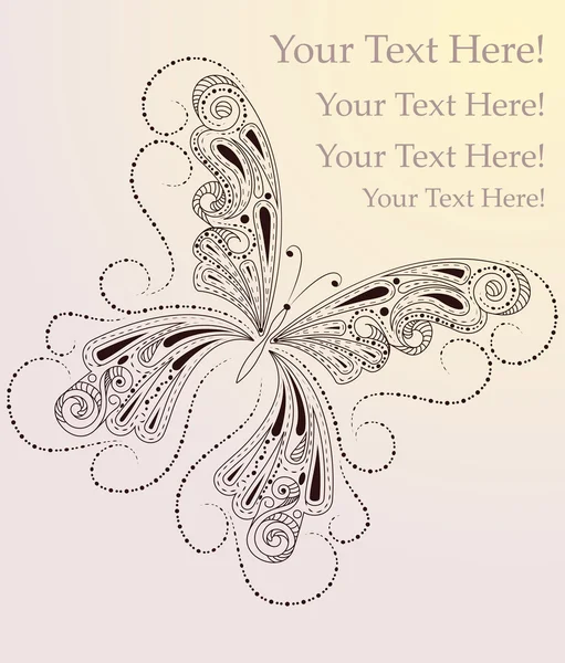 矢量贺卡与蝴蝶和为您的文本的地方 — 图库矢量图片
