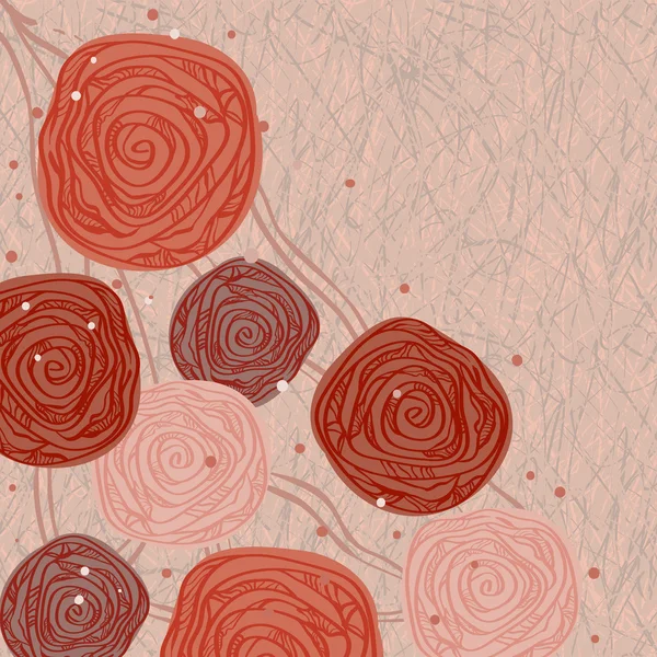 Vetor cartão de saudação com rosas abstratas no fundo grunge — Vetor de Stock