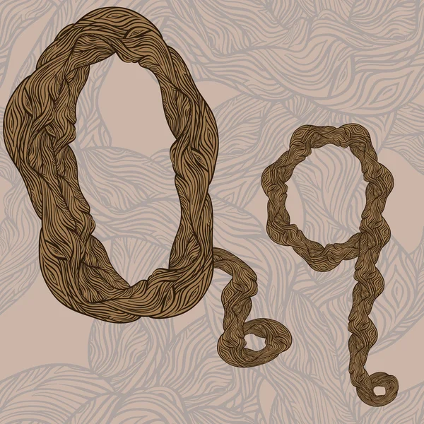 橡树木纹理的无缝木制的向量"q"信 — 图库矢量图片
