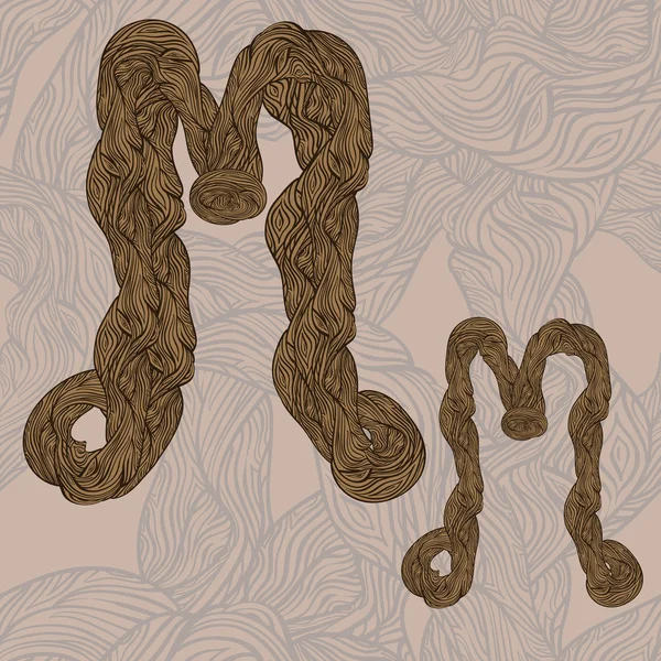 樫の木木製テクスチャのシームレスな木製のベクトル"m"の文字 — ストックベクタ