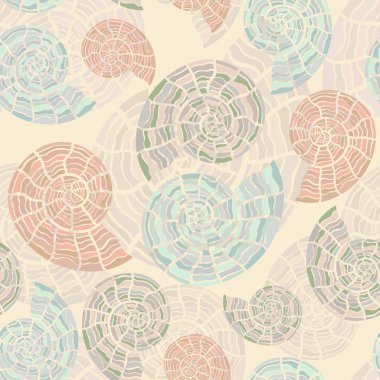 vector seamless background with sea shells clipart