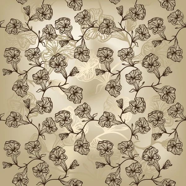 抽象的な花を持つベクトルのシームレスな背景 — ストックベクタ