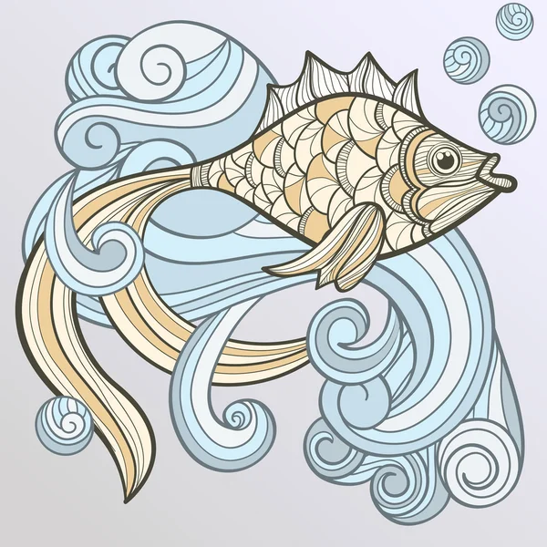 Vektorové abstraktní ryb na střik vody — Stockový vektor