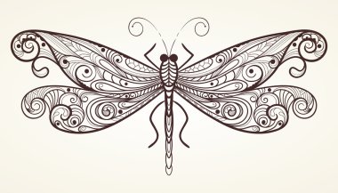 vector dragonfly with unique pattern clipart