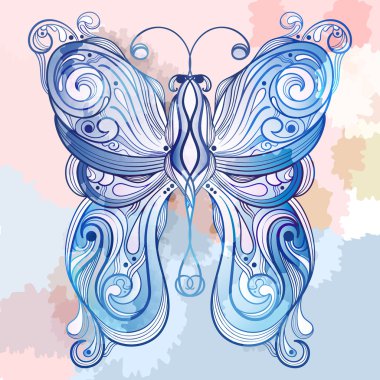 vector blue butterfly clipart