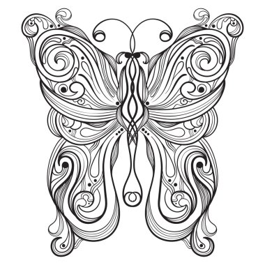 vector monochrome butterfly clipart