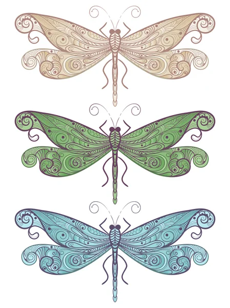 Trois libellules vectorielles uniques — Image vectorielle