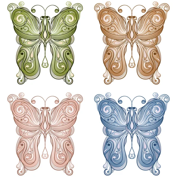 Vier Vektor helle Schmetterlinge — Stockvektor