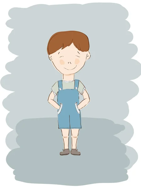 Vector little boy in blue shorts — Stock Vector