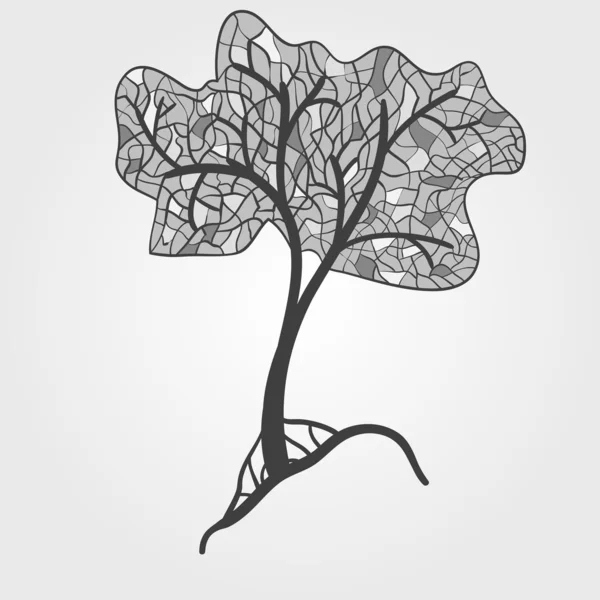 Векторное витражное дерево, монохромное — стоковый вектор