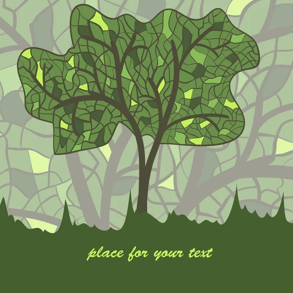 Vecteur vitrail arbre d'été stylisé avec place pour votre te — Image vectorielle