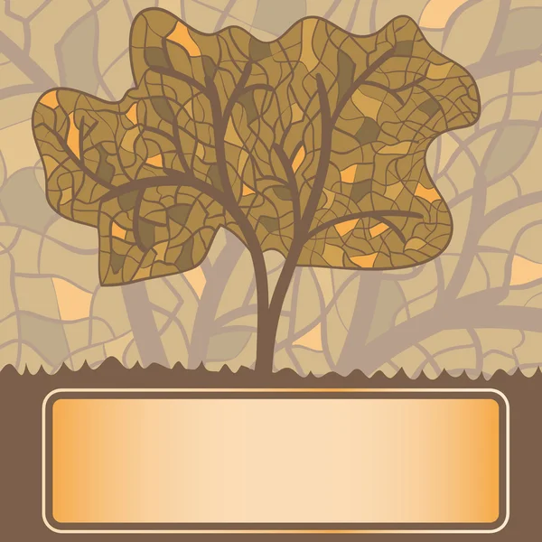 Vitrail vectoriel stylisé arbre d'automne avec cadre pour votre te — Image vectorielle