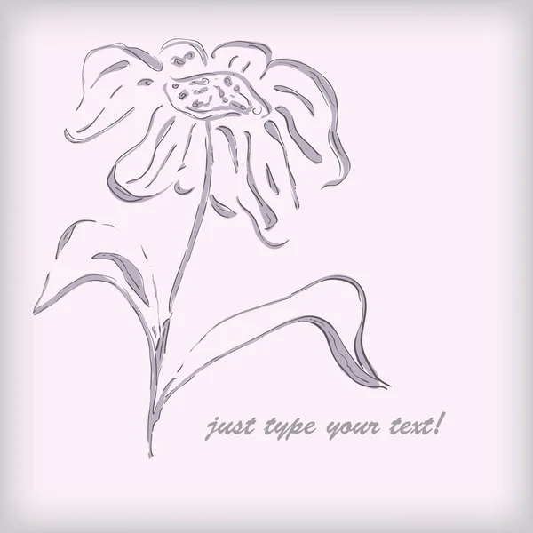 Carte de vœux vectorielle avec fleur dessinée à la main — Image vectorielle