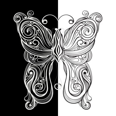 vector monochrome butterfly clipart