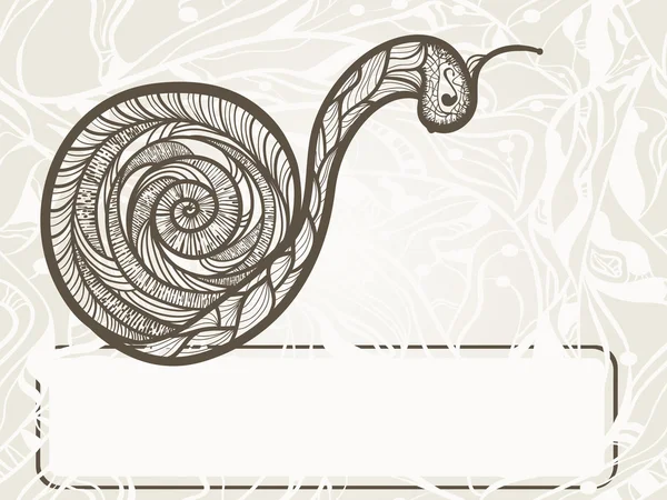 矢量手绘制单色蜗牛与为您的文本框架 — 图库矢量图片