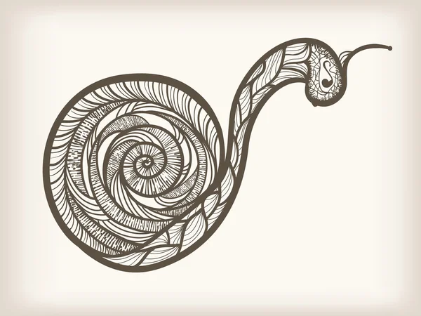 Vector hand drawn monochrome snail — Stock Vector