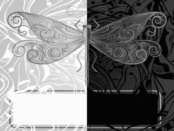 Vector monocromo concepto libélula — Archivo Imágenes Vectoriales