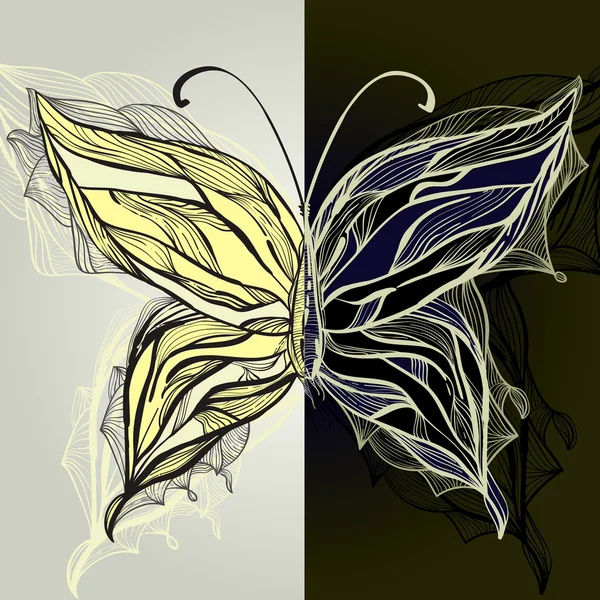 矢量手绘制美丽的蝴蝶，复古风格 — 图库矢量图片