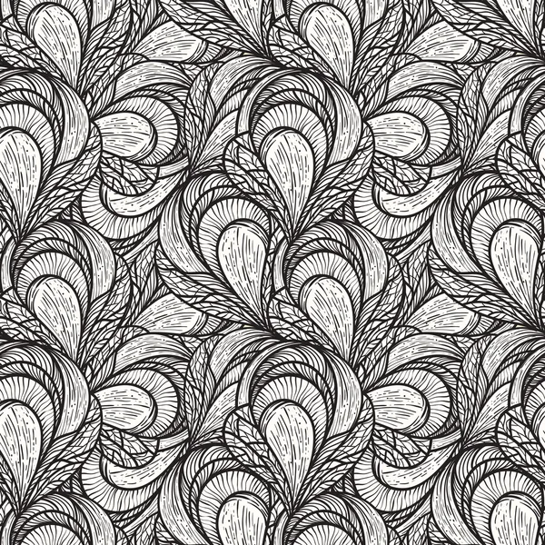Vector seamless abstract floral pattern, monochrome — Stock Vector