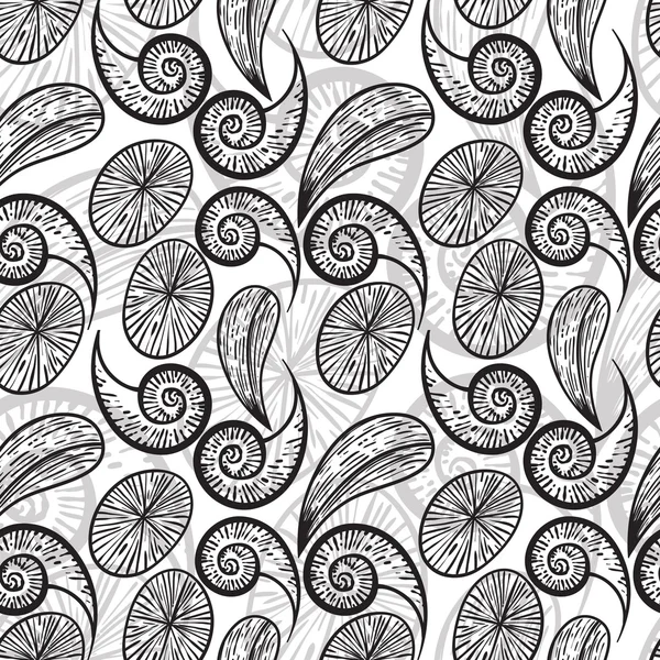 Vector seamless abstract hand drawn monochrome pattern — Stock Vector