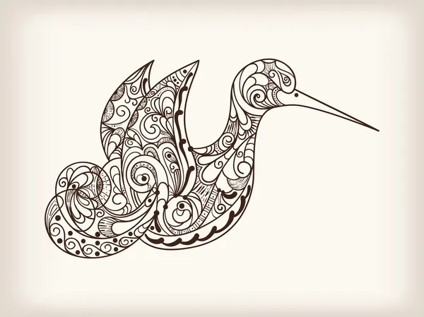 Vektor handgezeichneter Vogel — Stockvektor