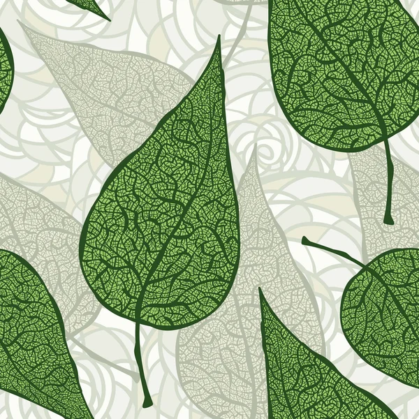 Vetor sem costura vintage folhas verdes — Vetor de Stock