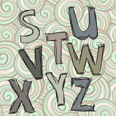 vector stuvwxyz doodle letters clipart