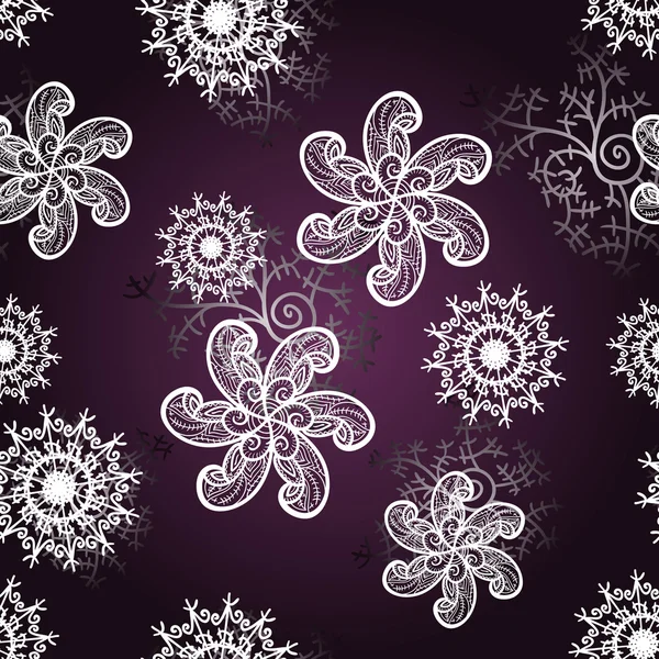 Vektor nahtloser abstrakter Winterspeck mit Schneeflocken — Stockvektor