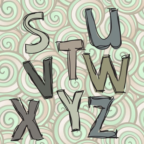 Vector stuvwxyz garabatos letras — Archivo Imágenes Vectoriales