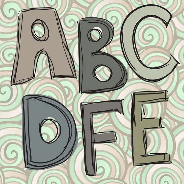 Διάνυσμα abcdef doodle γράμματα — Διανυσματικό Αρχείο