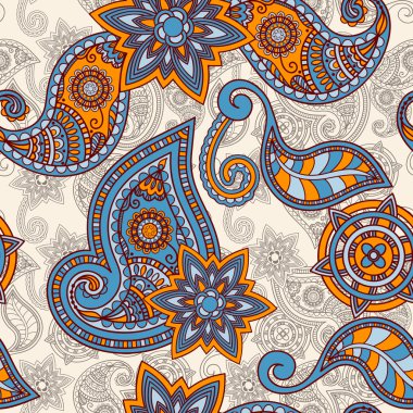 vector seamless hand drawn paisley pattern clipart