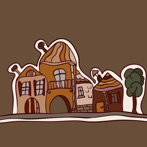 Векторный пейзаж со старыми домами — стоковый вектор