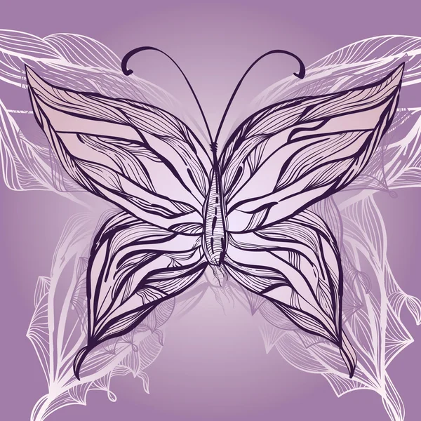 Vector dibujado a mano hermosa mariposa, estilo vintage — Archivo Imágenes Vectoriales