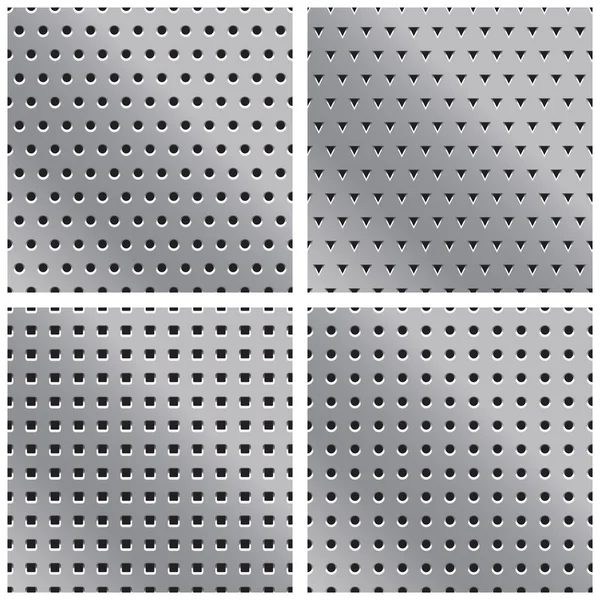 4 vector metal textures with holes — Stock Vector