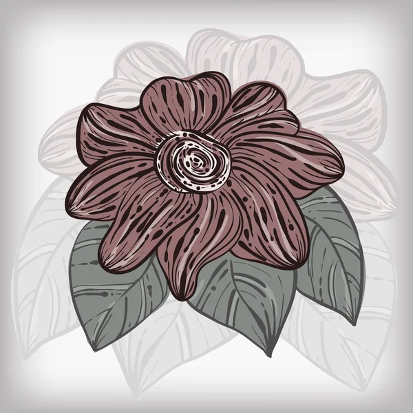 ベクトル カード抽象的な手で描かれた花 — ストックベクタ