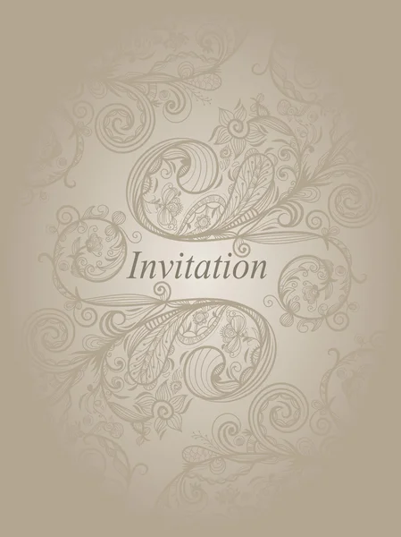 Modèle d'invitation vectorielle avec motif floral abstrait — Image vectorielle