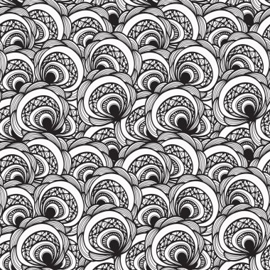 vector seamless abstract floral monochrome pattern clipart