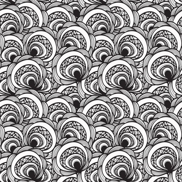 Vector seamless abstract floral monochrome pattern — Stock Vector