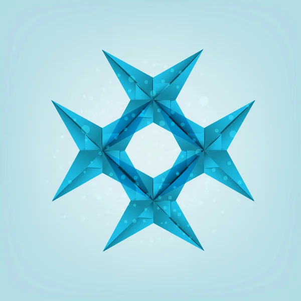Cadre vectoriel des étoiles origami en bleu — Image vectorielle