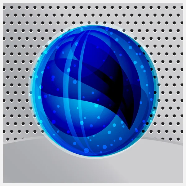 矢量抽象蓝色球体上金属背景 — 图库矢量图片
