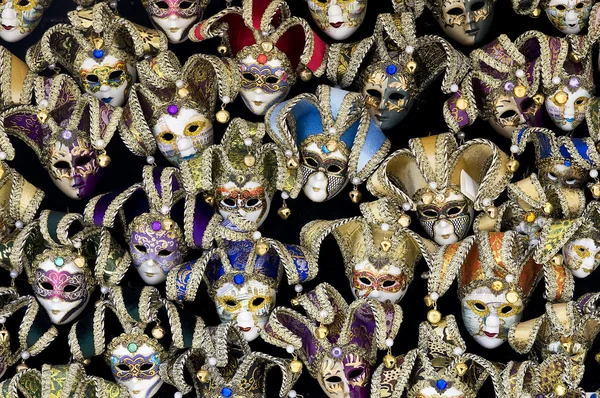 A lot of venetian carnival masks — Stock Photo, Image