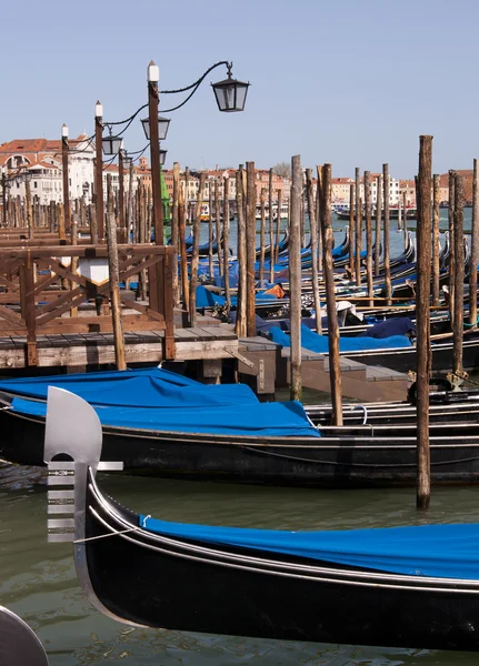 Parked gondolas in Venice, Italy — Stock Photo, Image