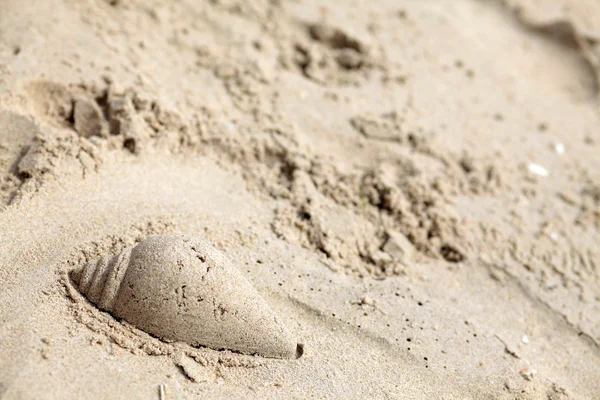 Mušle jsou vyrobeny z písku na pláži — Stock fotografie